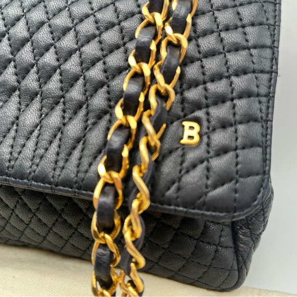 Bally - Double Flap Quilted Lamb Skin Shoulder Bag - Black - Vintage - EUC - Picture 3 of 17